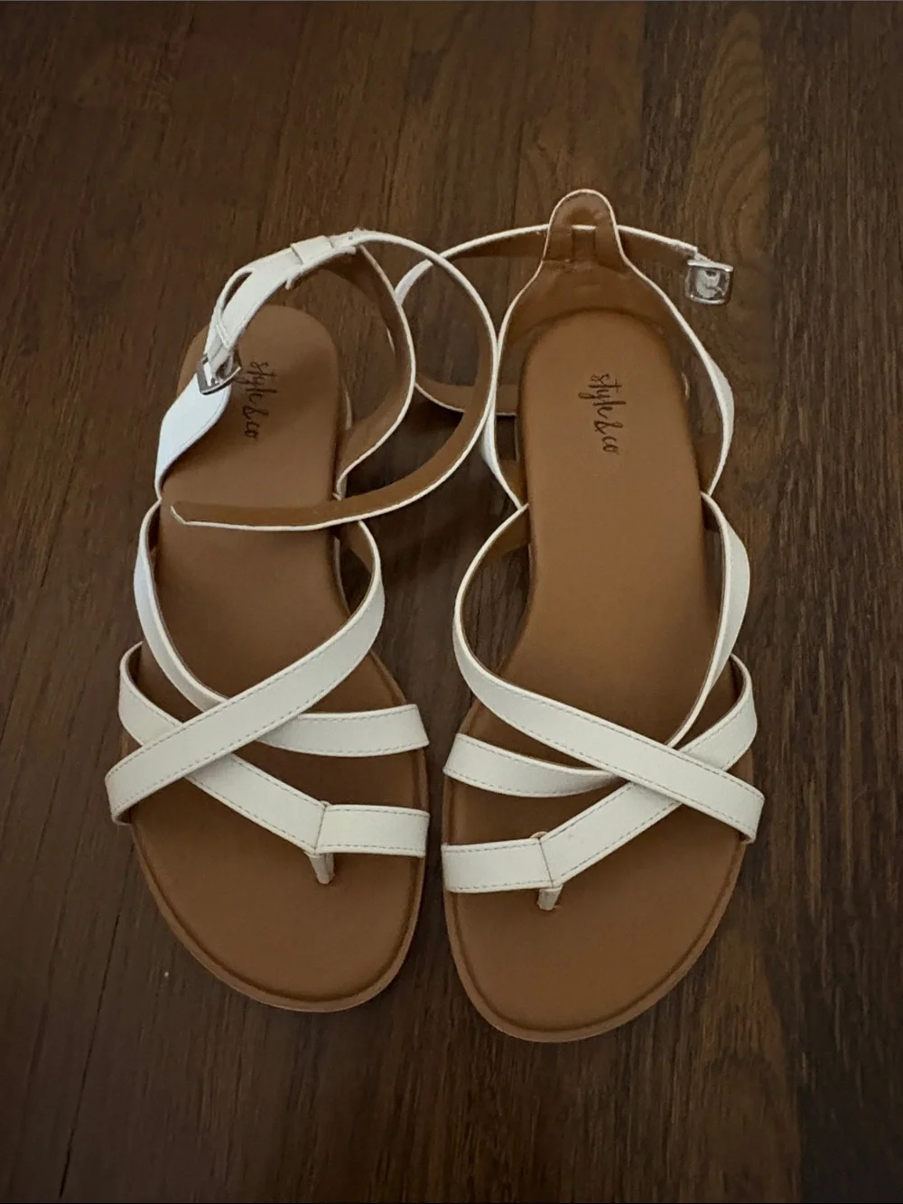 Styluxe White Strappy Flat Sandals for Women